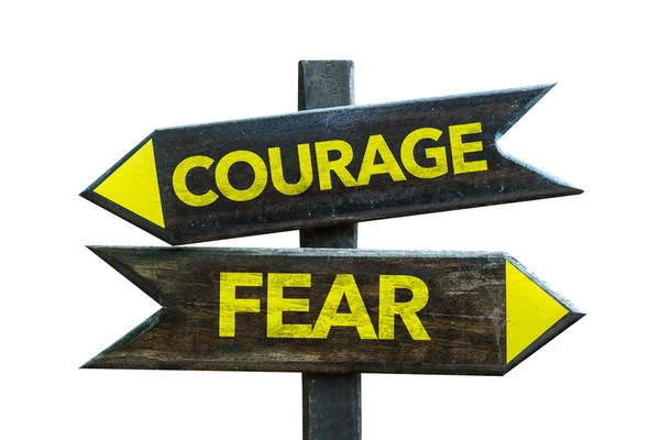 Odvaha - strach rozcestník — Stock fotografie