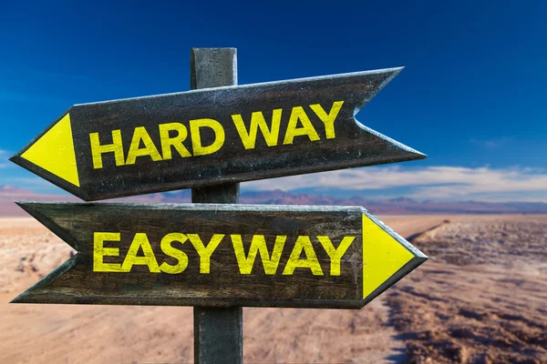 Hard Way Easy Way signpost — Stock Photo, Image