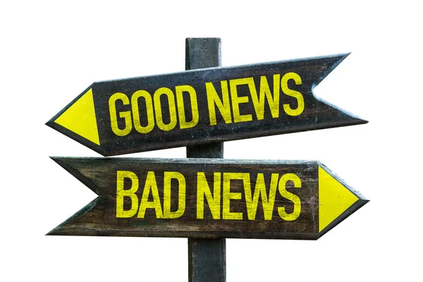 Buenas noticias - Señalización de malas noticias —  Fotos de Stock