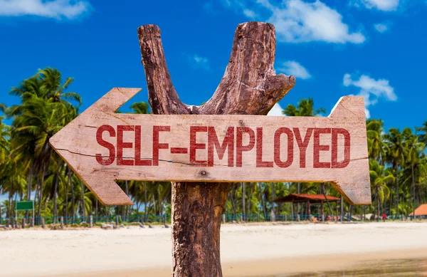 Self-Employed wooden arrow — Stock Photo, Image