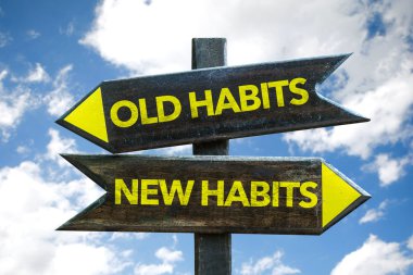Old Habits - New Habits signpost clipart