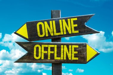 Online - Offline signpost clipart