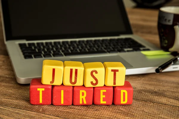 Just Tired written on cubes — Stock Photo, Image