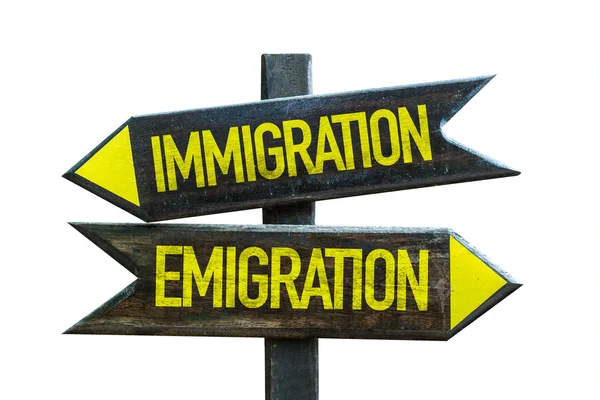 Immigration - Emigration signpost — Stock Photo, Image