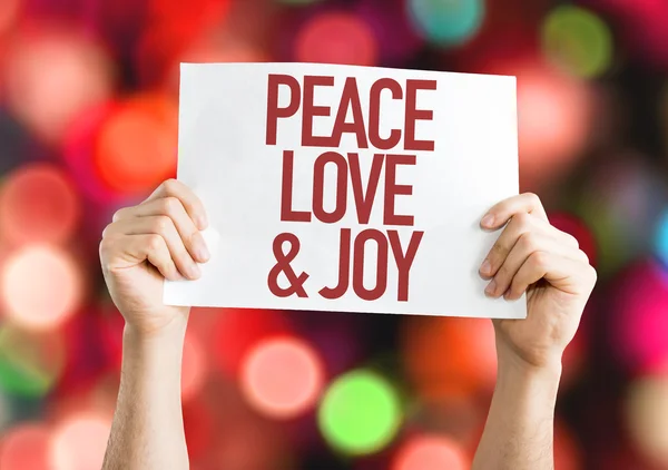 Paz, Amor e Alegria placard — Fotografia de Stock