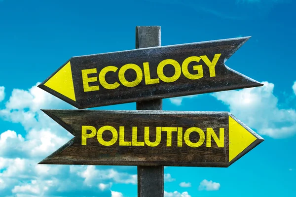 Ecology - Pollution signpost — Stock Photo, Image