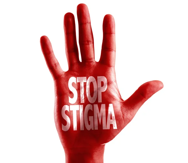 Pare de estigma escrito na mão — Fotografia de Stock