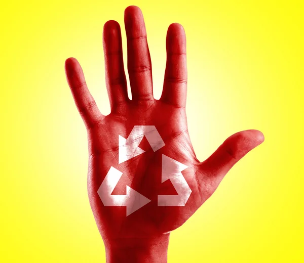 Recykling Symbol napisany pod ręką — Zdjęcie stockowe