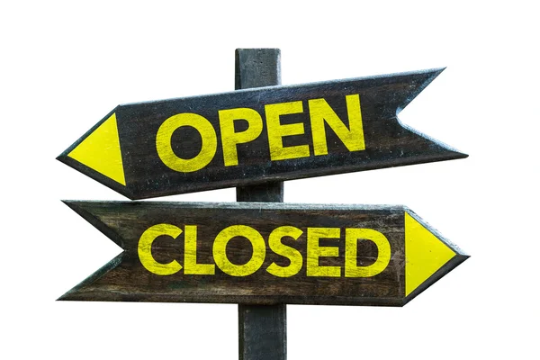 Otevřené - uzavřené rozcestník — Stock fotografie