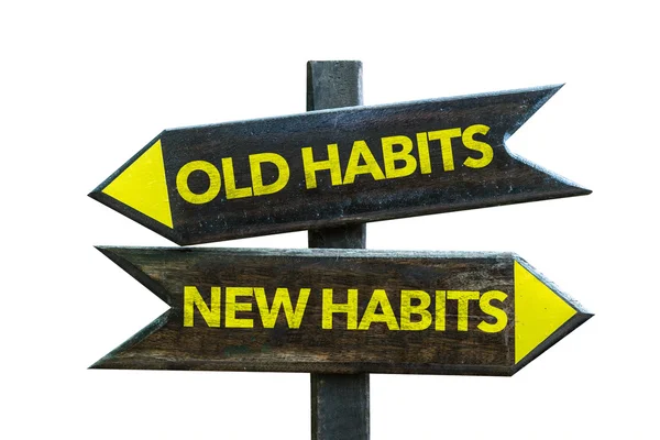 Old Habits - New Habits signpost — Stock Photo, Image