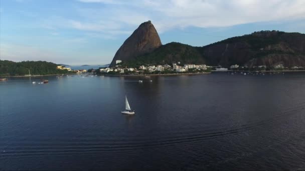 Plachetnice cestování na zátoku Guanabara — Stock video