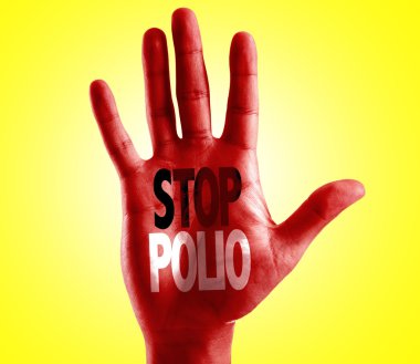 Stop Polio written on hand clipart