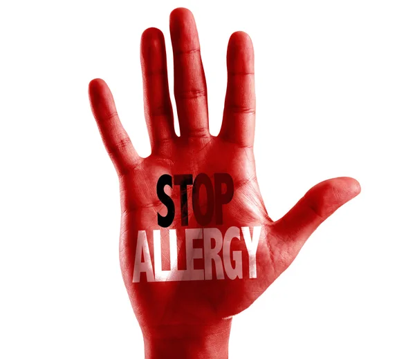 Stop Allergia scritta a portata di mano — Foto Stock