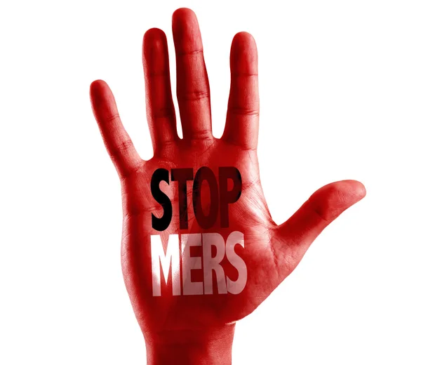 Stop Mers written on hand — Stock Photo, Image