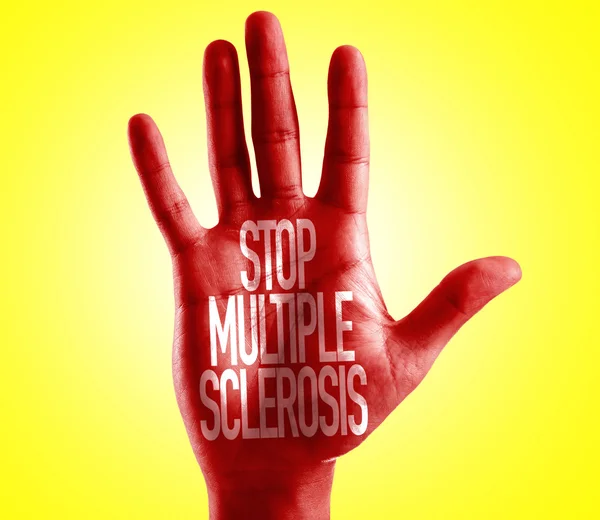 Stoppen Sie Multiple Sklerose auf der Hand geschrieben — Stockfoto