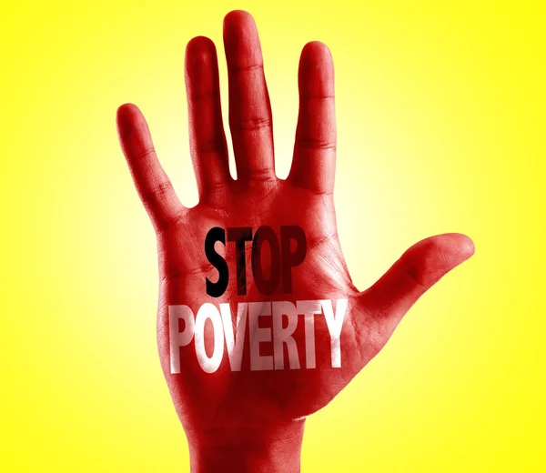 Stop Poverty written on hand — Stock Photo, Image