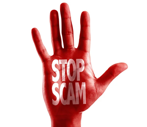 Stop Scam written on hand — Stock Photo, Image