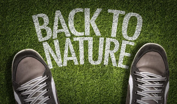 Sneakers on the grass with the text — Stock Photo, Image