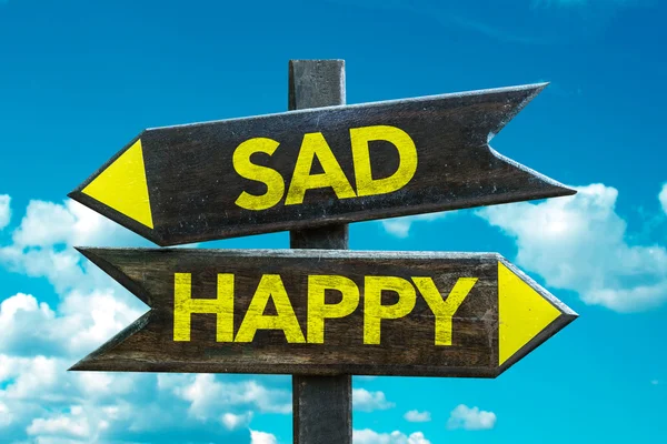 Sad - Happy wegwijzer — Stockfoto