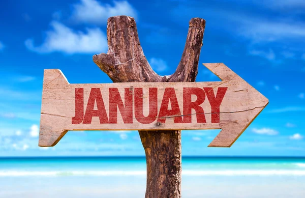 January wooden arrow — Stock Photo, Image