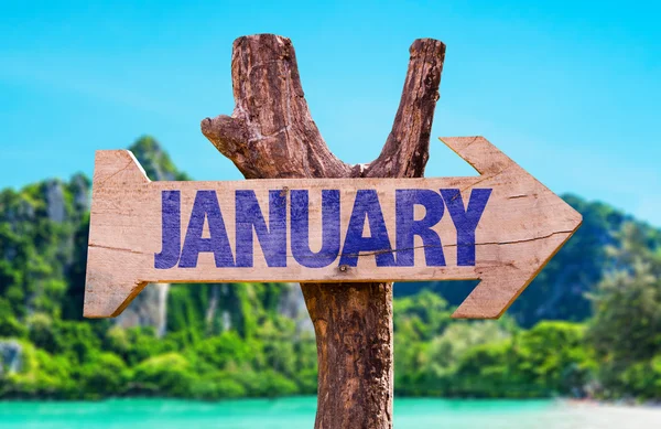 January wooden arrow — Stock Photo, Image