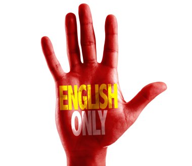 English Only written on hand clipart