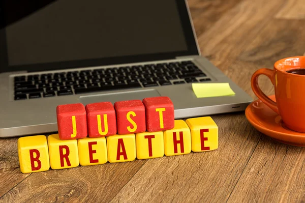 Just Breathe written on  cubes — Stock Photo, Image