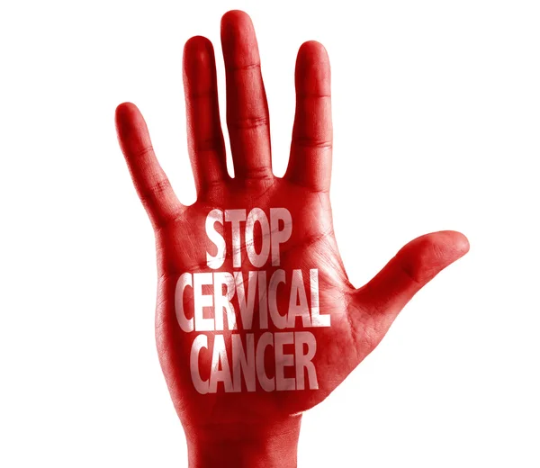 Opriți cancerul de col uterin scris pe mână — Fotografie, imagine de stoc