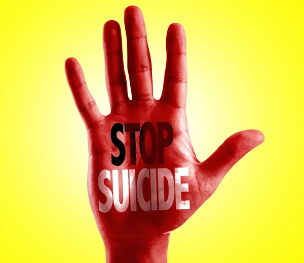 Stop Suicidio scritto a portata di mano — Foto Stock