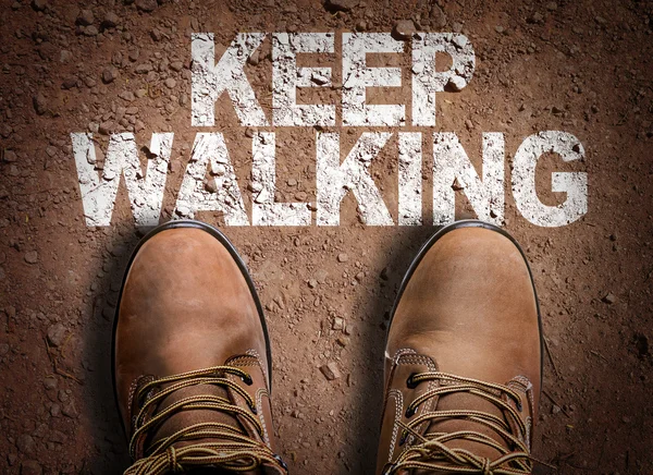 Boots on the trail with the text — Stock Photo, Image