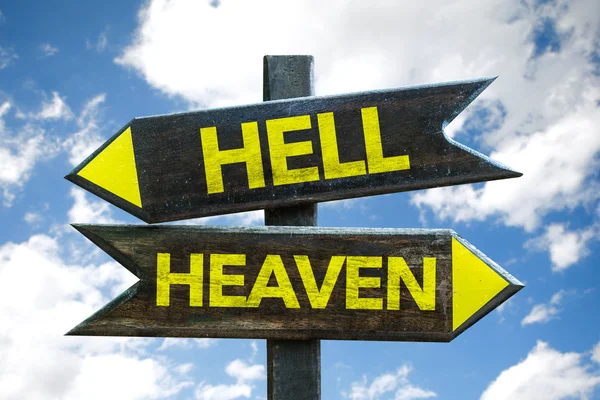 Hell - Heaven signpost — Stock Photo, Image