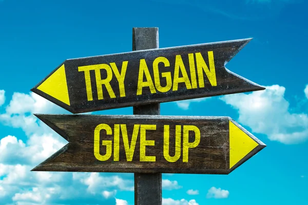 Try Again - Give Up signpost — Stock Photo, Image