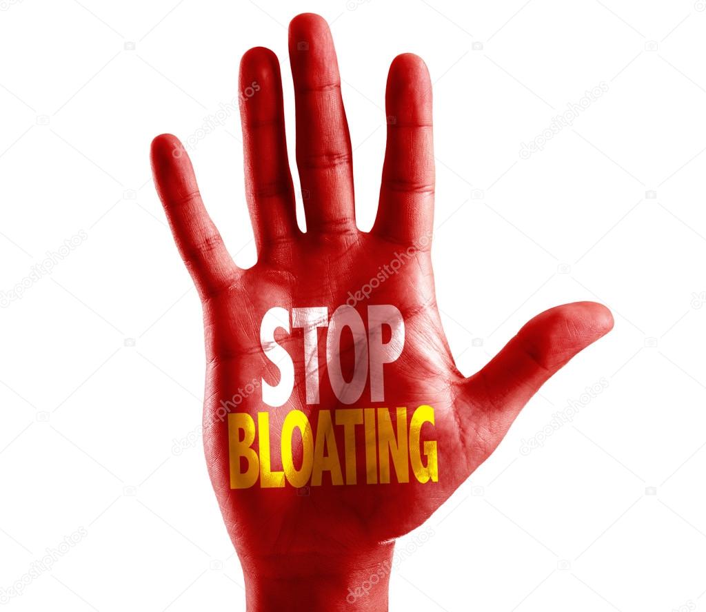 Stop Bloating written on hand