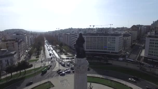 Marques de pombal platz in lisbon — Stockvideo