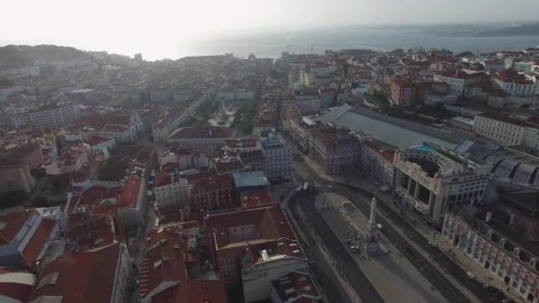 Dom Pedro IV Rossio meydanda — Stok video