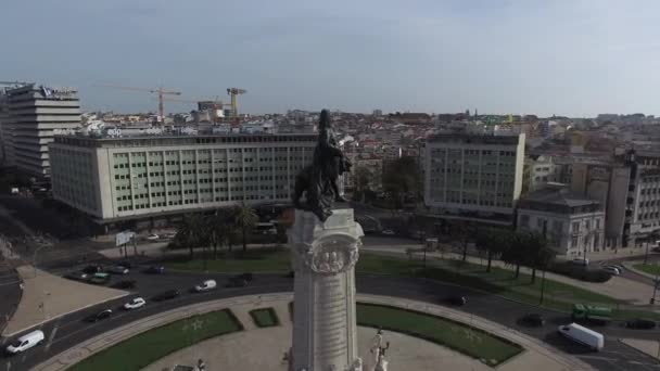 Marques de Pombal Square in Lisbon — Stock Video