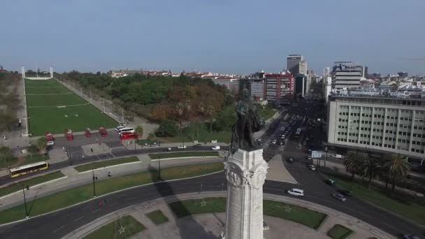 Lizbon'da Marques de Pombal Meydanı — Stok video