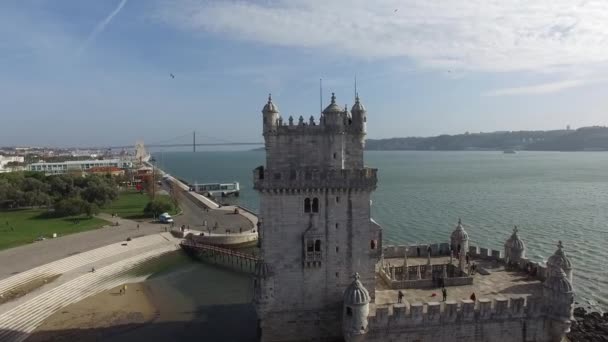 Belem turm in lisbon — Stockvideo