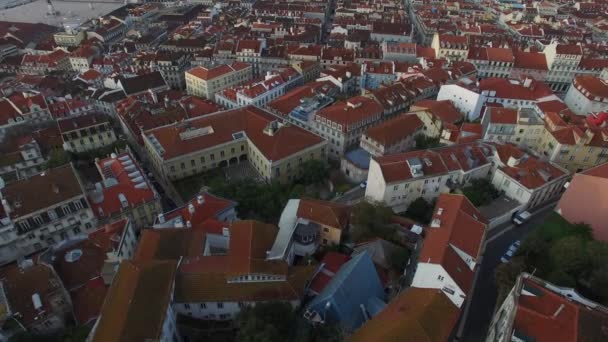 Вид с воздуха на Алфаму, Лиссабон — стоковое видео