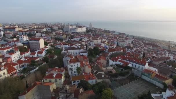 A légi felvétel a Alfama, Lisszabon — Stock videók