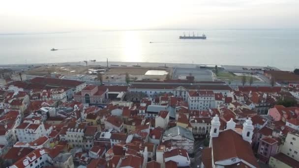 A légi felvétel a Alfama, Lisszabon — Stock videók