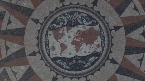 Mapa del mundo del mosaico en Lisboa — Vídeo de stock