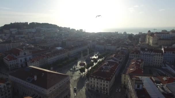 在 rossio 广场 Dom Pedro 四广场 — 图库视频影像