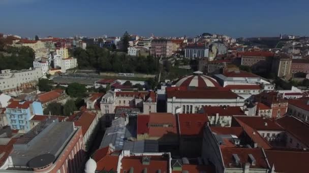 Restauradores square in Lissabon — Stockvideo