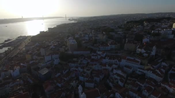 Skyline от Алфама в Лиссабоне — стоковое видео