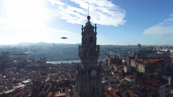 Clerigos turm in porto — Stockvideo