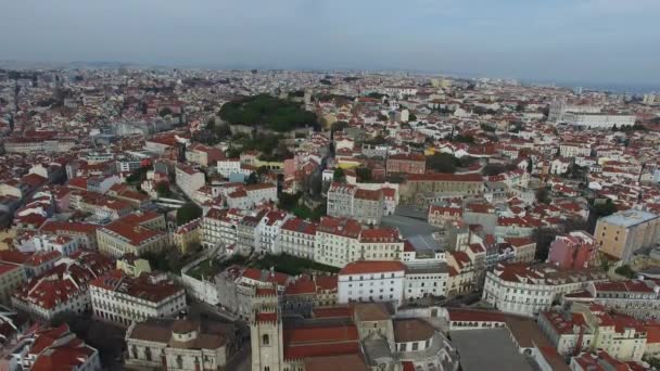 Flygfoto över Alfama, Lissabon — Stockvideo