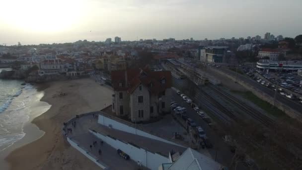 Кашкайш, Португалия на закате — стоковое видео