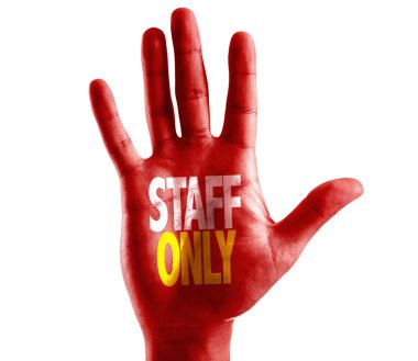 Staff Only written on hand clipart