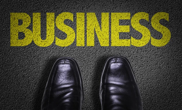 Business Shoes on the floor with the text — Stock Photo, Image